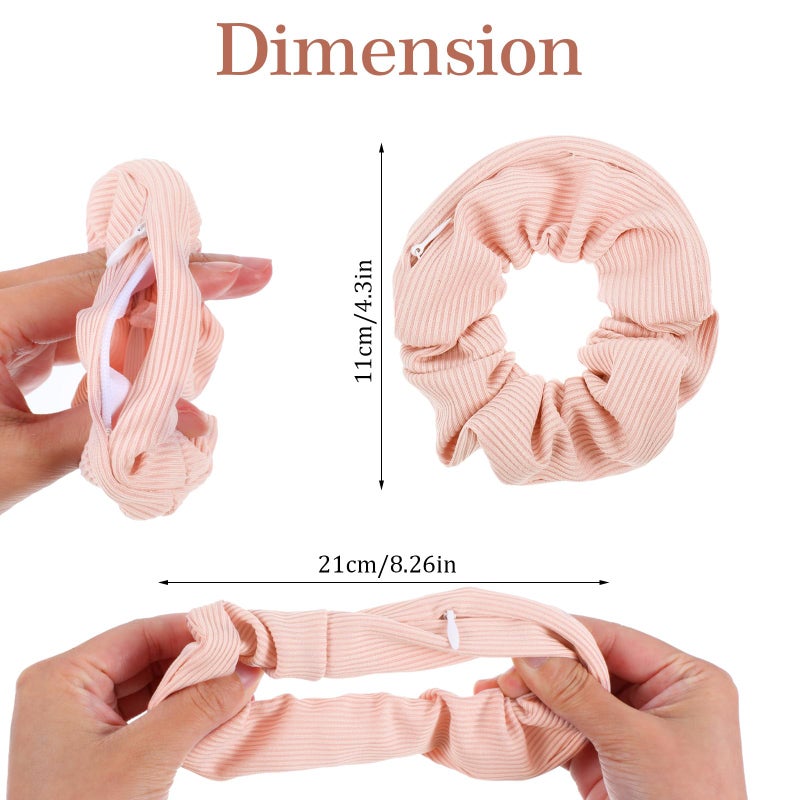 DOPENSPI 4PCS Zipper Scrunchies, Hidden Pocket Scrunchie Stash Scrunchie Hair Ties Large Ponytail Holder Hidden Pocket Hairs Accessories for Women Girls All Hair - Image 3